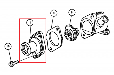 Патрубок корпуса термостата выпускной Dodge Caravan EDZ 2.4л Chrysler Voyager Liberty/Wrangler 04781489AA