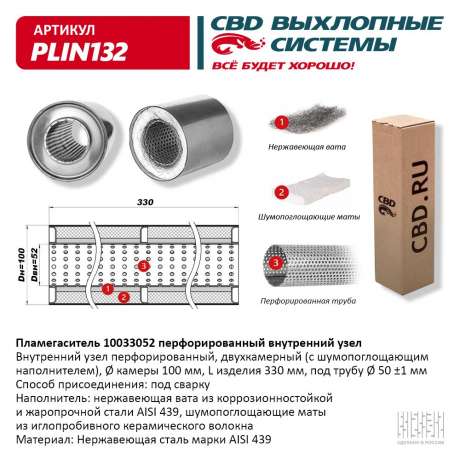Пламегаситель с перфорированной трубой PLIN132