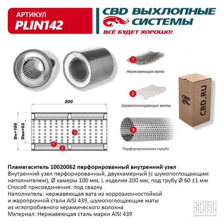 Пламегаситель с перфорированной трубой PLIN142