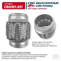 Гофра глушителя 3-слойная InnerBraid 60х100