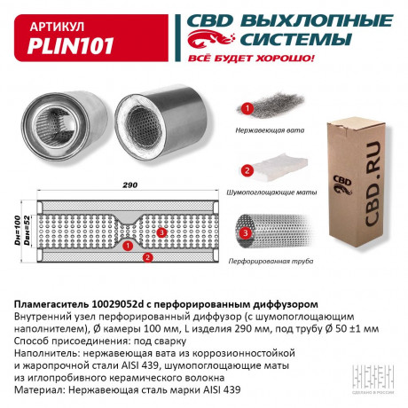 Пламегаситель с перфорированным диффузором PLIN101