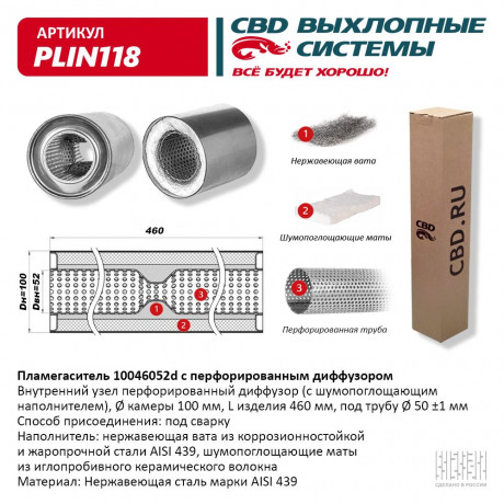 Пламегаситель с перфорированным диффузором PLIN118